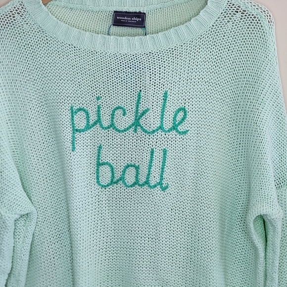 NWT Wooden Ships Pickle Ball Lightweight Crewneck Cotton Blend Sweater Size XS/S - Picture 3 of 6